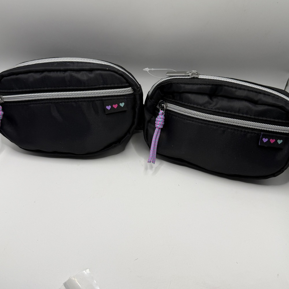 Claire's Black Nylon Heart Fanny Pack Pair Y2K Gorpcore Streetwear